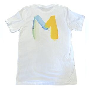 Mural Art Shirt White Graphic Crewneck Tee Watercolor M Lettering Mens Large